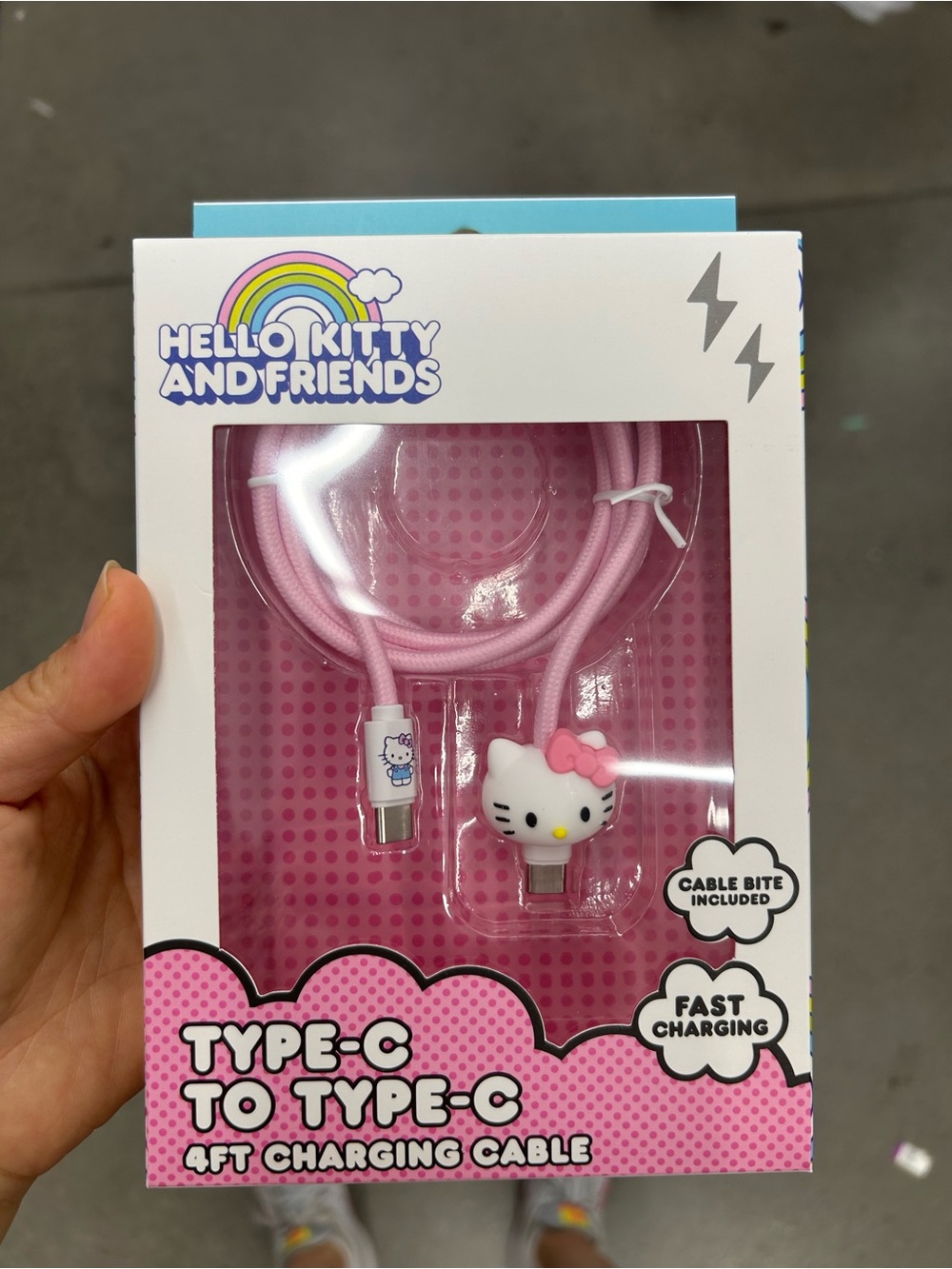 NWT Hello Kitty Type-C to Type-C Pink 4ft Charging Cable